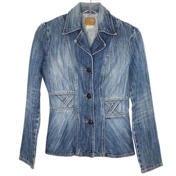 Jill Stuart S Vintage Womens Denim Jacket 90s Y2K Flare Denim on Denim - Picture 1 of 7